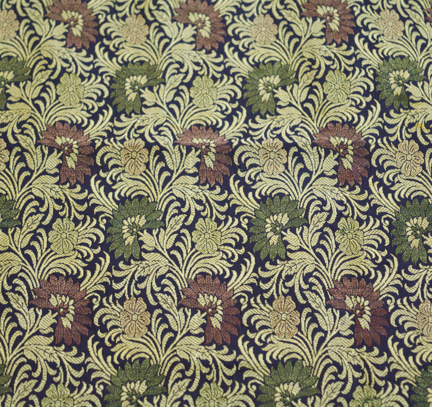Vintage Peach & Blue Pure silk Hand Woven Fabric Design Indian Fabric 25"X43" Floral Design Sewing Ethnic