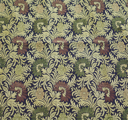 Vintage Peach & Blue Pure silk Hand Woven Fabric Design Indian Fabric 25"X43" Floral Design Sewing Ethnic