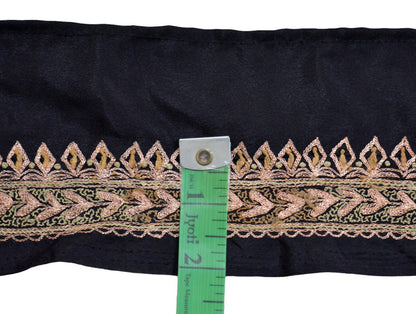 Indian Vintage Black Sari Border Hand Embroidered Indian Craft Trim Lace Sewing Sari Ribbon Crepe Zardozi/Dabka Zari