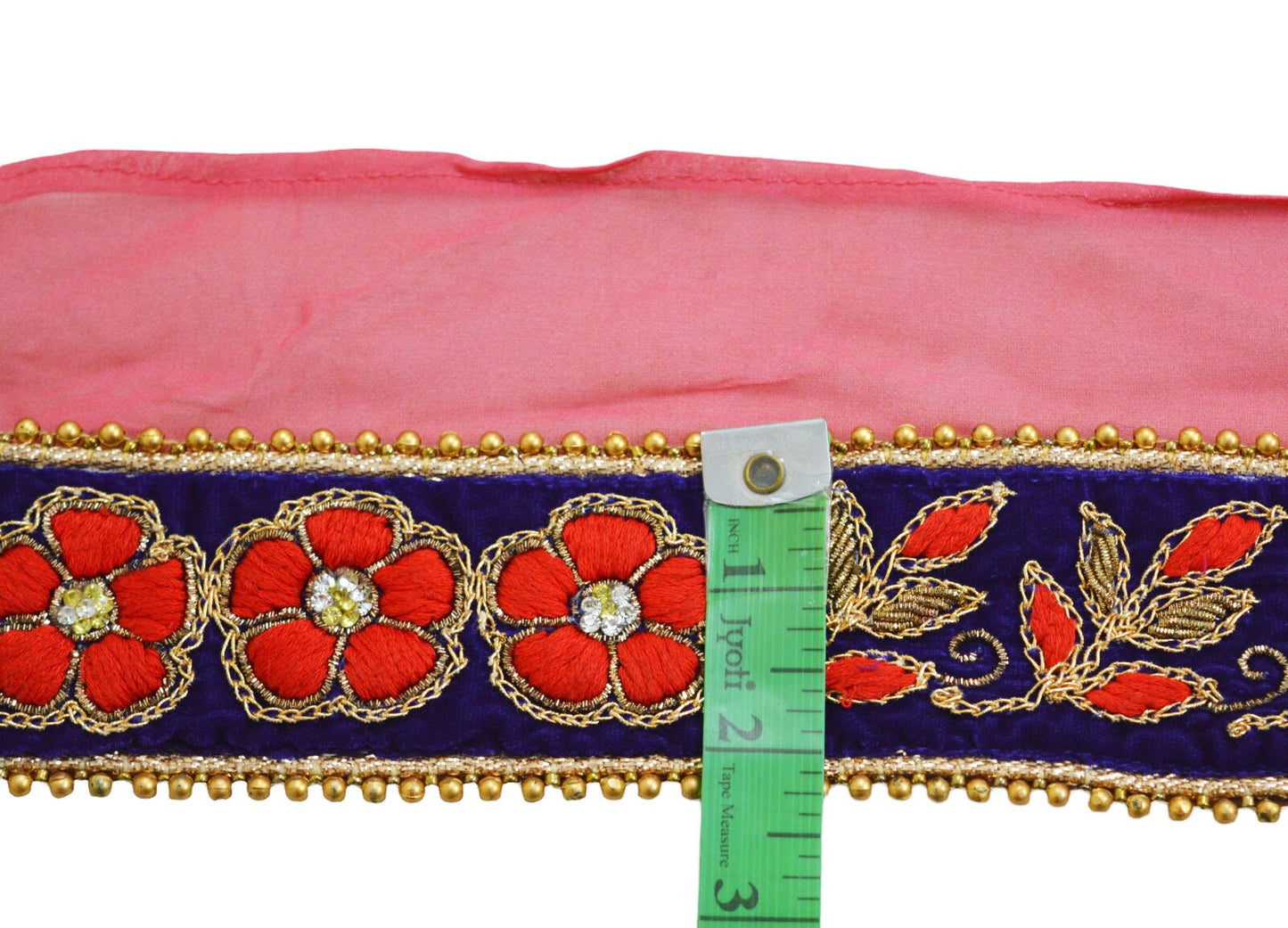 Indian Vintage Royal Blue Sari Border Hand Embroidered Craft Trim Lace Sewing Ribbon Velvet Dress Making For Designing Quilting Crafting
