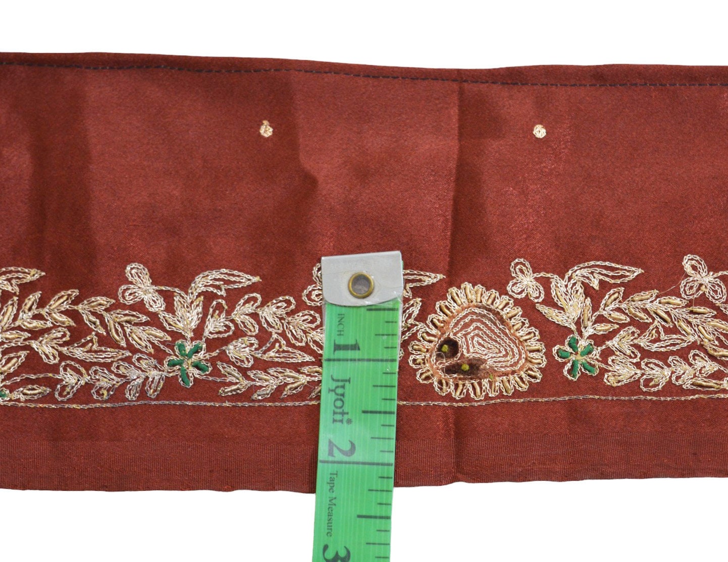 Indian Vintage Brown Sari Border Hand Embroidered Indian Craft Trim Lace Sewing Sari Ribbon Satin Zardozi/Dabka Zari