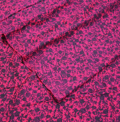 Indian Vintage Sari Pink Pure Silk Printed Saree  Fabric 5yard Sewing Craft Fabric DressMaking Soft Wrap Floral