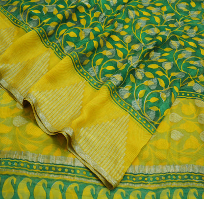 Indian Vintage Sari Hand Woven 100% Pure Georgette Silk Saree Fabric 5Yard Ethnic Floral Soft Craft Fabric