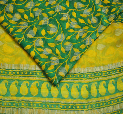 Indian Vintage Sari Hand Woven 100% Pure Georgette Silk Saree Fabric 5Yard Ethnic Floral Soft Craft Fabric