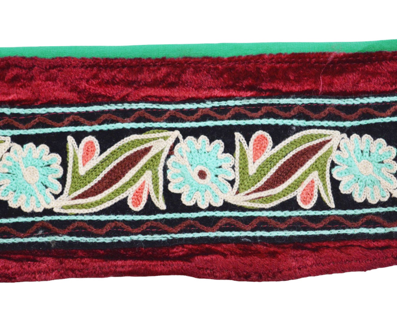 Indian Vintage Sari Border Hand Embroidered Indian Craft Trim Lace Sewing Sari Ribbon Velvet