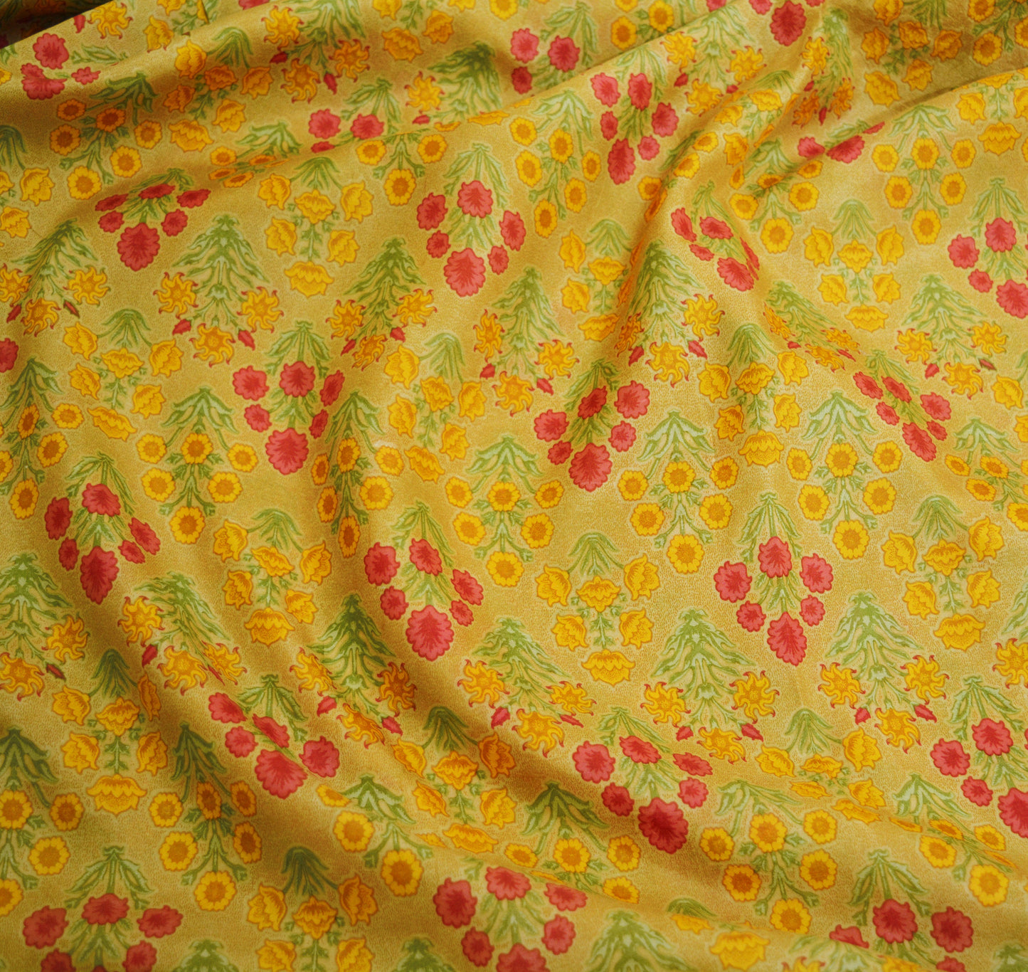 Indian Vintage Sari Beige 100% Pure Silk Printed Saree Fabric 6yd Sewing Craft Fabric DressMaking Floral Zari