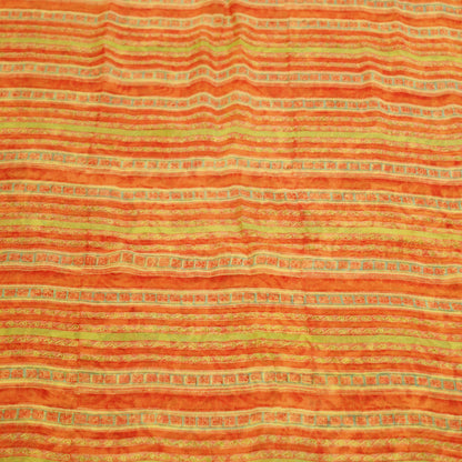 Women Vintage Sari Beige & red Pure Chiffon Silk Block Printed Saree Craft Fabric Sewing 5Yard Soft Light Sari Dress Making