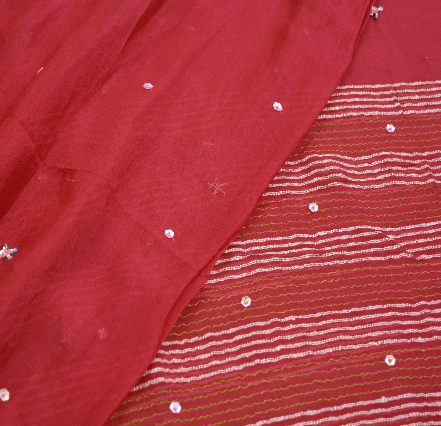 Indian Vintage Red Dupatta Pure silk Long Stole Hand Embroidered Scarves Floral Stole Veil Wrap