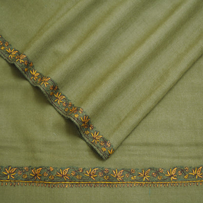 Vintage Green Shawl Pure Woolen Handmade Suzani Long Throw Stole Warm Stole Paisley Design Soft