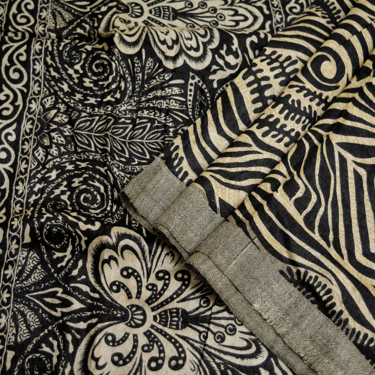 Vintage Long Stole Pure Woolen Scarf Printed Dupatta Infinity Scarves Sarong Wrap Veil Woman Hijab Shawl Craft Fabric