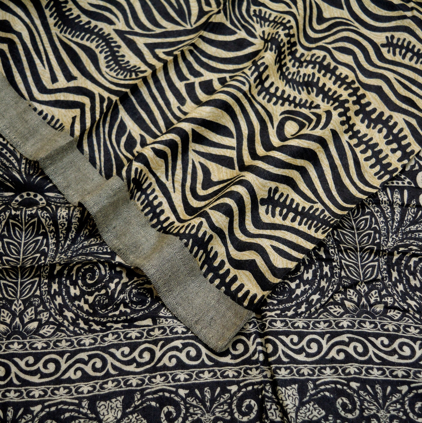 Vintage Long Stole Pure Woolen Scarf Printed Dupatta Infinity Scarves Sarong Wrap Veil Woman Hijab Shawl Craft Fabric