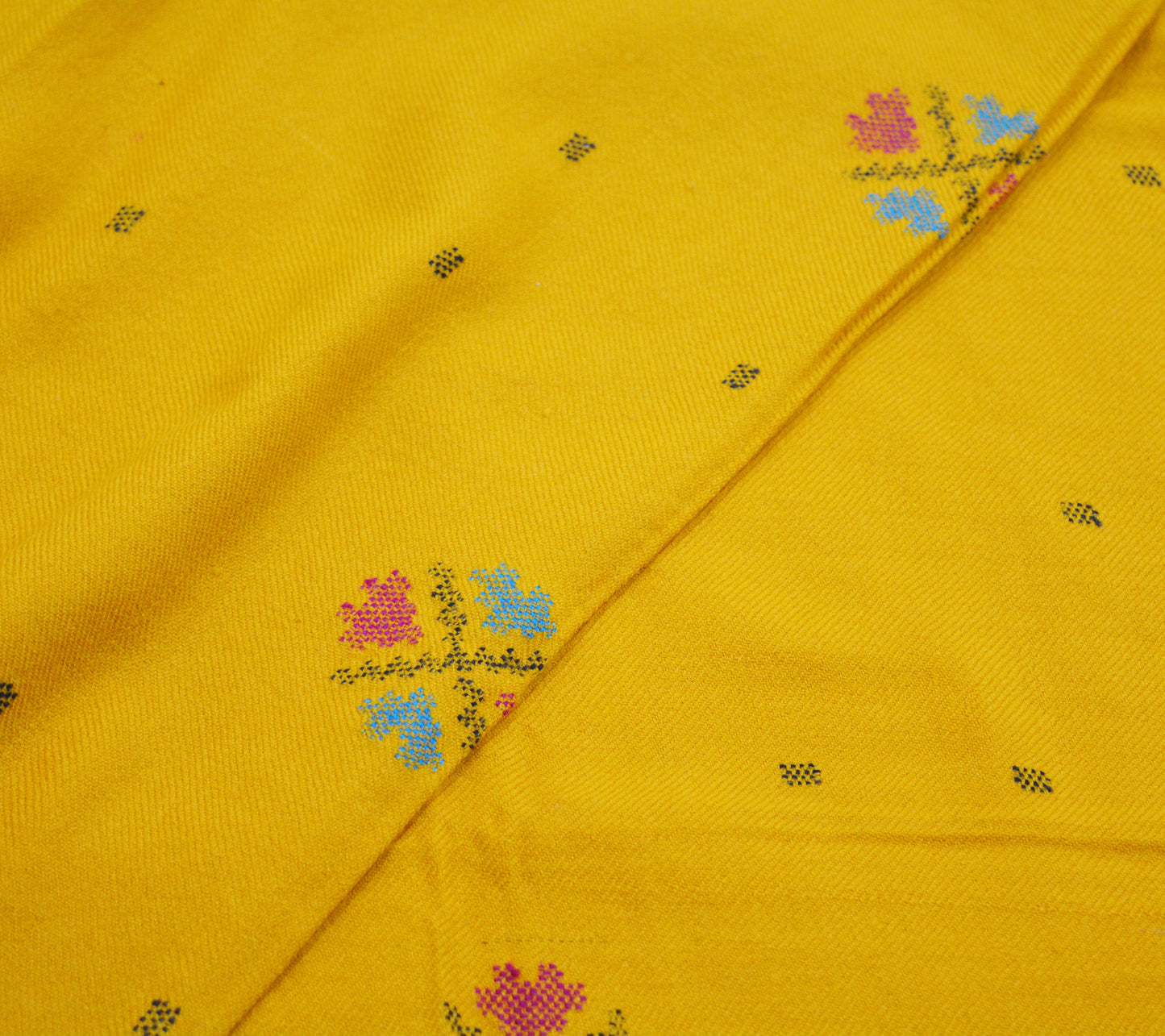 Vintage Mustard Pure Woolen Handmade Kullu Shawl Woven work Long Throw Stole Warm Stole Warm Fringes