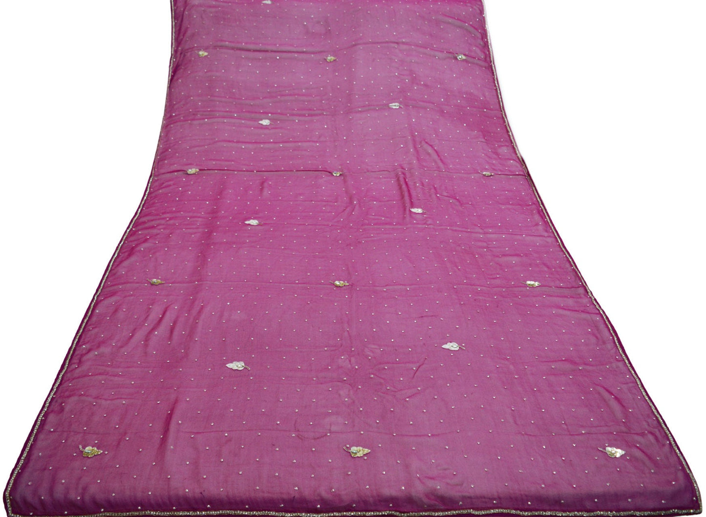 Indian Vintage Purple Dupatta Pure Georgette silk Long Stole Hand Embroidered Scarves Stole Veil Wrap Sequins