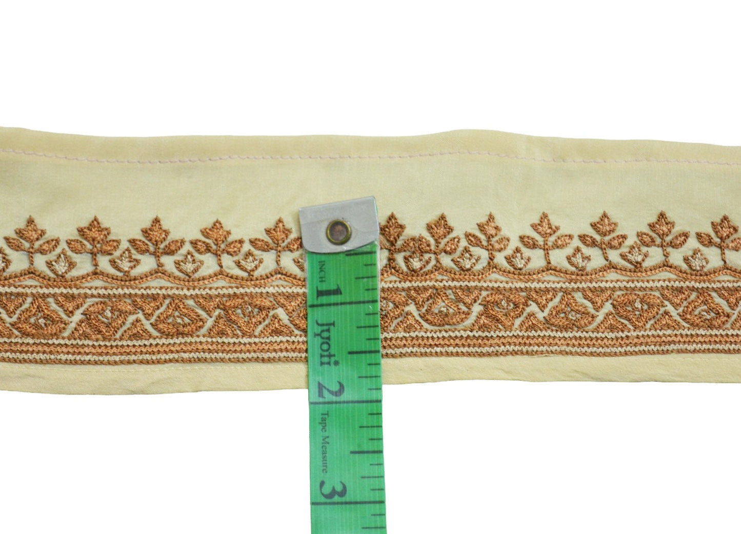 Indian Vintage Ivory Sari Border Hand Embroidered Indian Craft Trim Lace Sewing Sari Ribbon Pure Crepe silk