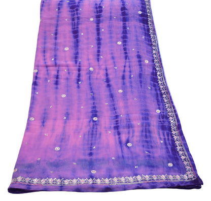 Indian Vintage Dupatta Pure Georgette silk Long Stole Hand Embroidered Tie-Dye Scarves Floral Design Stole Veil Wrap