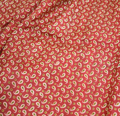 Indian Vintage Sari Red & Green Pure Silk Printed Saree Fabric 5yard Sewing Craft Fabric DressMaking Wrap