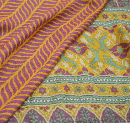 Vintage Heavy Saree Pure Woolen Woven Printed Indian Sari Soft Warm Fabric 5Yard Floral Woven Border