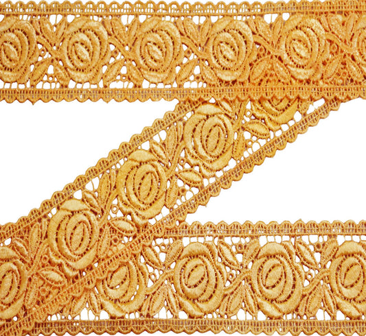 Indian Vintage Peach Saree Border Embroidered Indian Craft Trim Lace Sewing Sari Ribbon Recycled