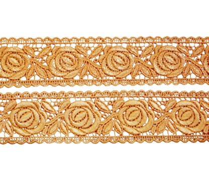 Indian Vintage Peach Saree Border Embroidered Indian Craft Trim Lace Sewing Sari Ribbon Recycled
