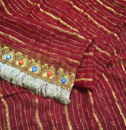 Indian Vintage Maroon Dupatta Long Stole Blend Cotton Hand Embroidered Indian Scarves Veil Scarf Wrap Hippie Boho Soft Floral