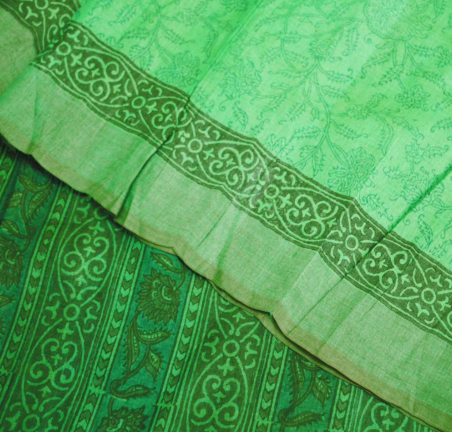 Indian Vintage Heavy Green Saree Pure Khadi Silk Handloom Indian Sari Craft Fabric 5yard Ethnic Wear Sari