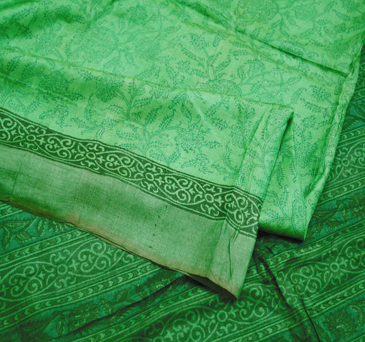 Indian Vintage Heavy Green Saree Pure Khadi Silk Handloom Indian Sari Craft Fabric 5yard Ethnic Wear Sari