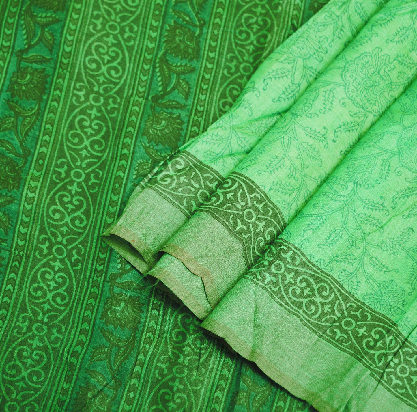 Indian Vintage Heavy Green Saree Pure Khadi Silk Handloom Indian Sari Craft Fabric 5yard Ethnic Wear Sari