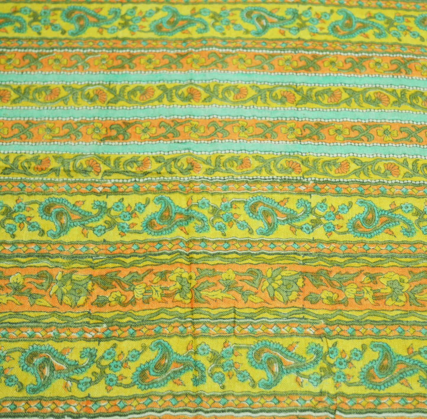 Vintage Green Heavy Saree Pure Woolen Woven Printed Indian Sari Soft Warm Fabric 5Yard Floral Woven Border