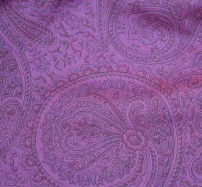Indian Vintage Sari Purple Pure Silk Woven Printed Saree Craft Fabric 5yd Sewing DressMaking Soft Woven Border