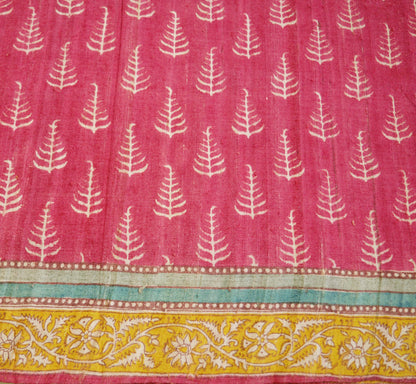 Indian Vintage Heavy Pink Saree Pure Khadi Silk Handloom Indian Sari Craft Fabric 5yard Ethnic Wear Sari