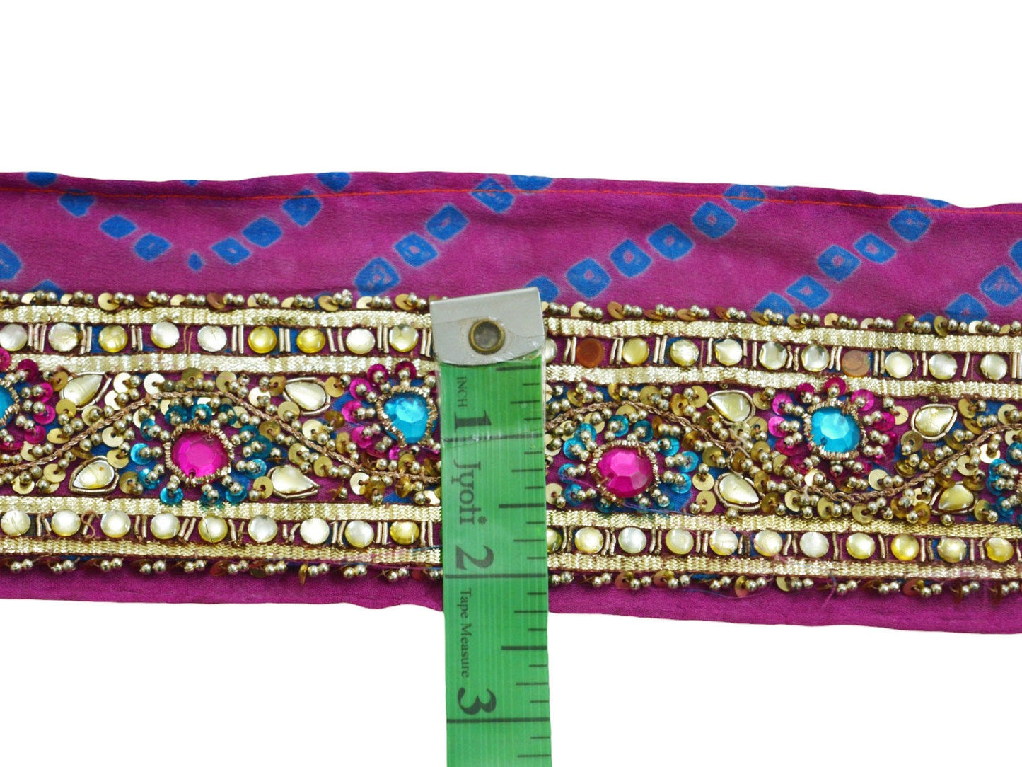 Indian Vintage Pink Sari Border Hand Embroidered Indian Craft Trim Lace Sewing Pure Silk Ribbon Recycled Sari Border Zardozi