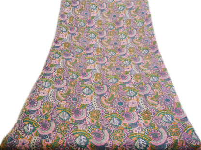 Indian Vintage Sari Purple 100% Pure Silk Printed Saree Fabric 5yd Sewing Craft Fabric DressMaking Soft Floral Paisley