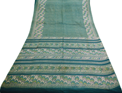 Indian Vintage Sari Grayish Blue  Printed Pure Cotton Indian Craft Soft Fabric 5Yard Sewing Sarong Wrap Boho Floral