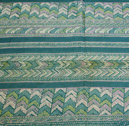 Indian Vintage Sari Grayish Blue  Printed Pure Cotton Indian Craft Soft Fabric 5Yard Sewing Sarong Wrap Boho Floral