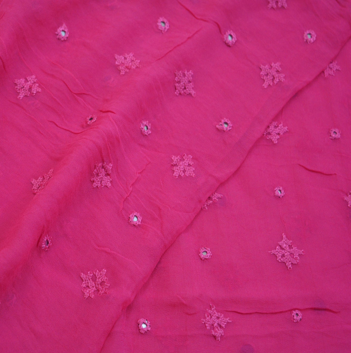 Vintage Pink Dupatta Long Stole Pure Georgette Silk Hand Embroidered Indian Scarves Veil Hijab Floral Sequins