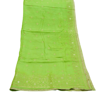 Indian Vintage Green Dupatta Long Stole Blend silk Woven Brocade Indian Scarves Veil Scarf Wrap Hippie Boho Soft Floral