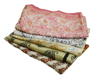 FREE SHIPPING Vintage Lot Of 5 Sarees Recycled Used Felting Quilting Pure Silk Sari With Defect Fabric Craft Sari Dressmaking Sewing Soft