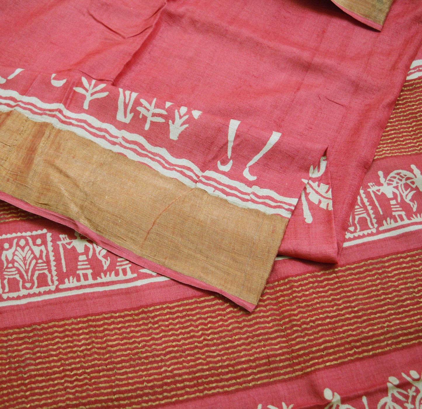 Indian Vintage Pink Saree Pure Khadi Silk Handloom Woven Indian Sari Fabric 5yard Ethnic Wear Sari Zari Border