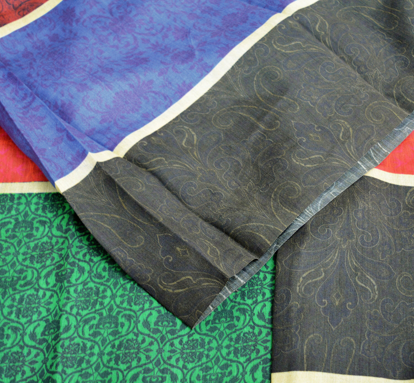 Indian Vintage Multi Saree Pure Khadi Silk Handloom Printed Indian Sari Fabric 5yard Ethnic Wear Sari Floral