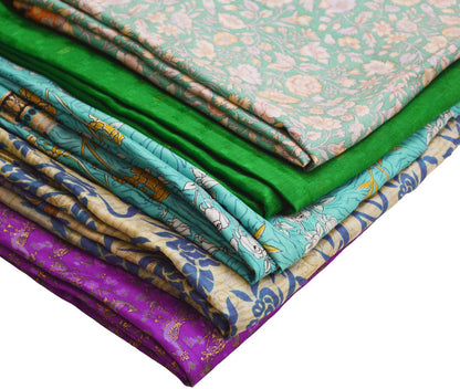 FREE SHIPPING Vintage Lot Of 5 Sarees Recycled Used Felting Quilting Pure Silk Sari With Defect Fabric Craft Sari Dressmaking Sewing Soft