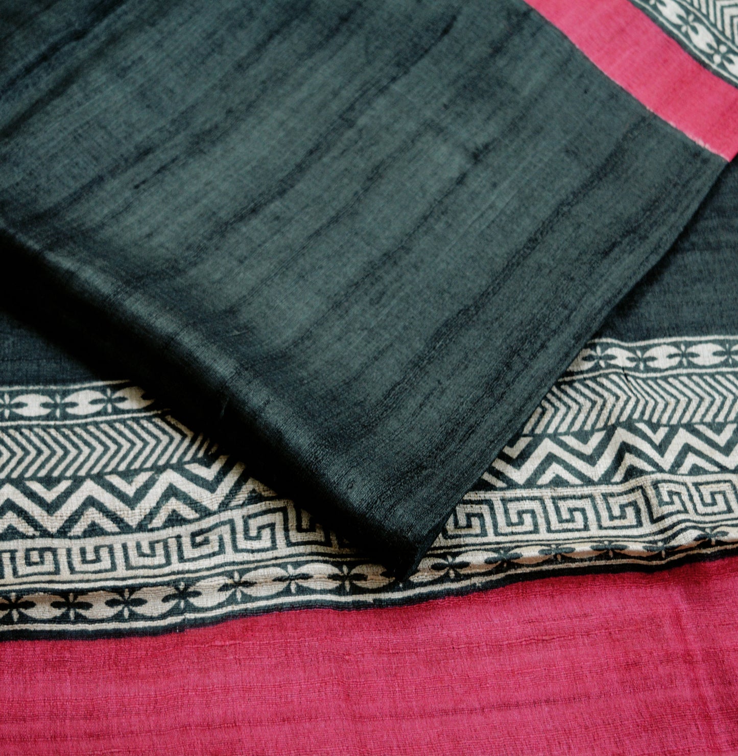 Indian Vintage Heavy Black Saree Pure Khadi Silk Handloom Indian Sari Craft Fabric 5yard Ethnic Wear Sari