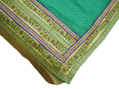 Indian Vintage SariGreen Pure Chiffon Silk Printed Gota Patti Sarees  Fabric Indian Sari 6Yard Dress Making Sewing