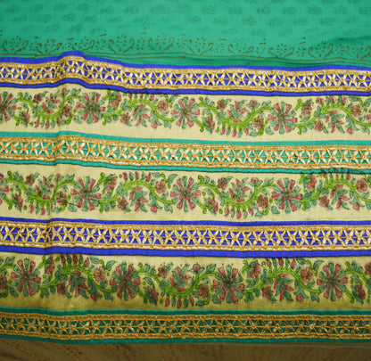 Indian Vintage SariGreen Pure Chiffon Silk Printed Gota Patti Sarees  Fabric Indian Sari 6Yard Dress Making Sewing