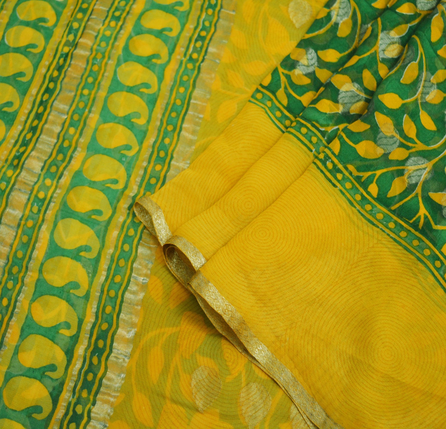 Indian Vintage Sari Hand Woven 100% Pure Georgette Silk Saree Fabric 5Yard Ethnic Floral Soft Craft Fabric