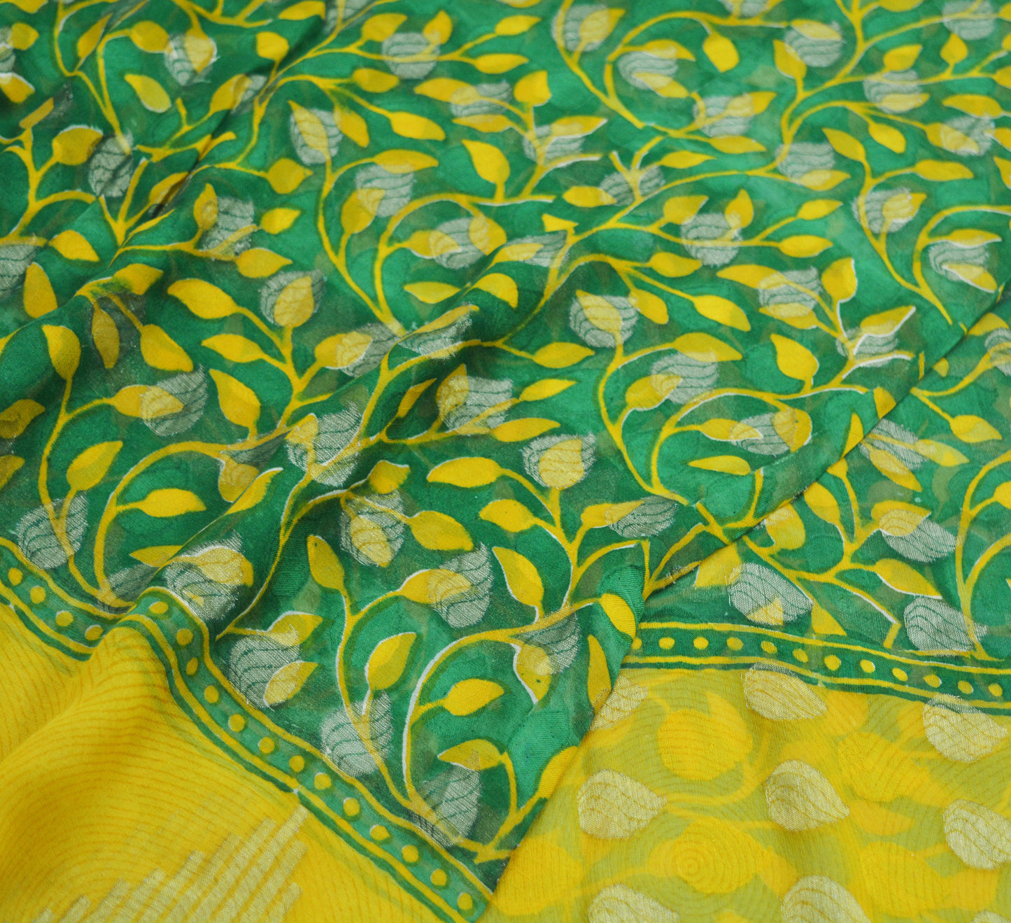 Indian Vintage Sari Hand Woven 100% Pure Georgette Silk Saree Fabric 5Yard Ethnic Floral Soft Craft Fabric