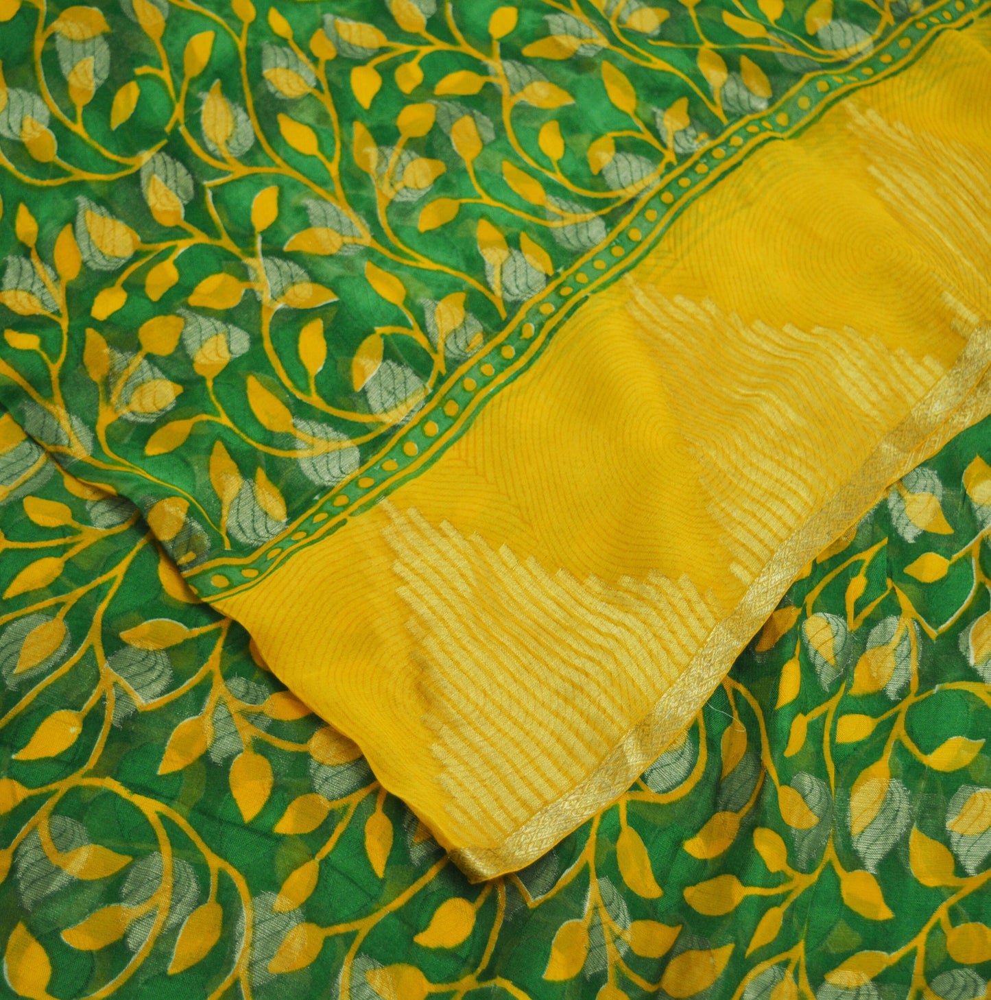 Indian Vintage Sari Hand Woven 100% Pure Georgette Silk Saree Fabric 5Yard Ethnic Floral Soft Craft Fabric