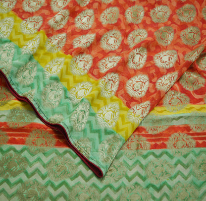 Indian Vintage Sari Hand Woven Pure Georgette Silk Saree Fabric 5Yard Ethnic Floral Soft Craft Fabric