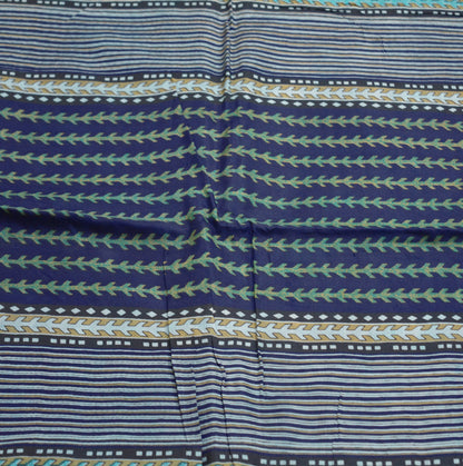 Indian Vintage Sari Blue Pure Silk Printed Saree Fabric 5yard Sewing Craft Fabric DressMaking Soft Wrap Floral