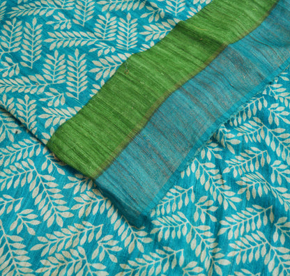 Indian Vintage Heavy Blue Saree Pure Khadi Silk Handloom Indian Sari Craft Fabric 5yard Ethnic Wear Sari