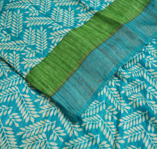 Indian Vintage Heavy Blue Saree Pure Khadi Silk Handloom Indian Sari Craft Fabric 5yard Ethnic Wear Sari